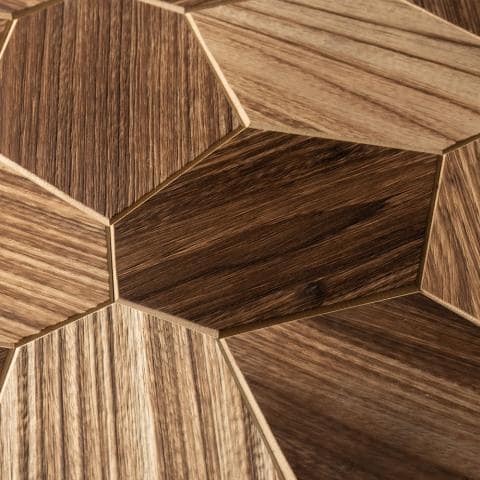EmotionWood, Brushed Hexagon Abachi Yakisugi, Decorative Sauna Wall Panel 310-PNL-HEX-ABACHIYB