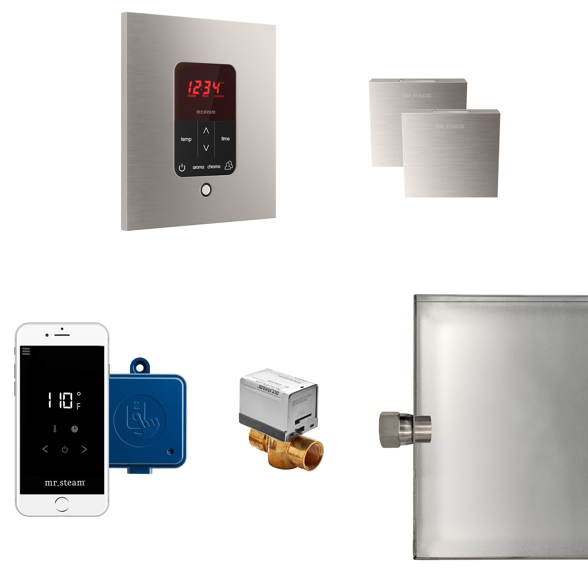 Butler Max Steam Shower Control Package with iTempoPlus Control and Aroma Designer SteamHead in Square