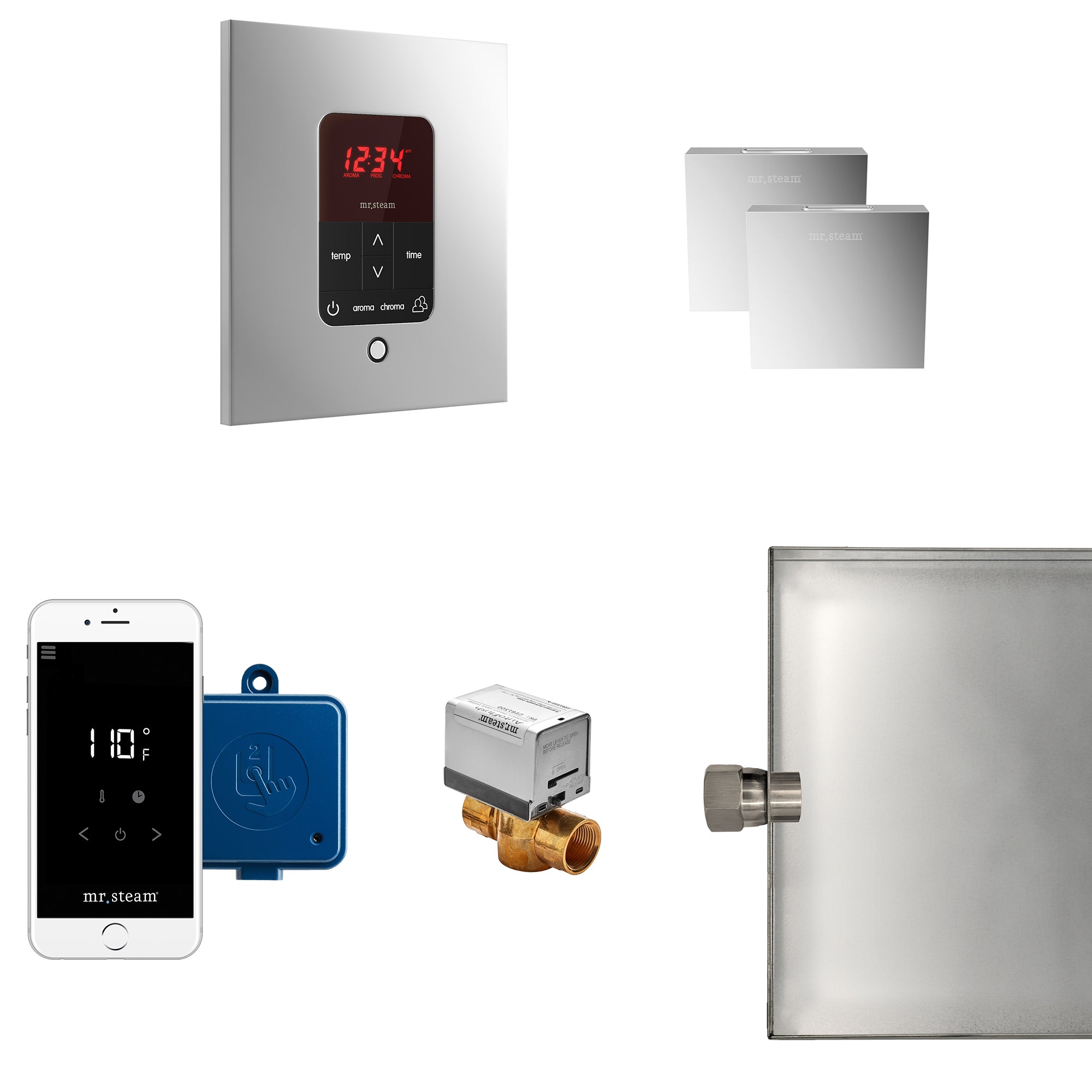 Butler Max Steam Shower Control Package with iTempoPlus Control and Aroma Designer SteamHead in Square
