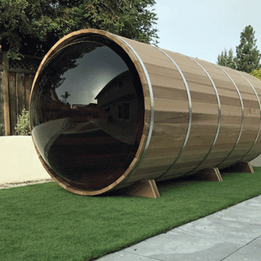 Panoramic View Cedar Barrel Saunas