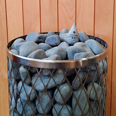 Soapstone Sauna Gnome with Cone Hat, Black Logo