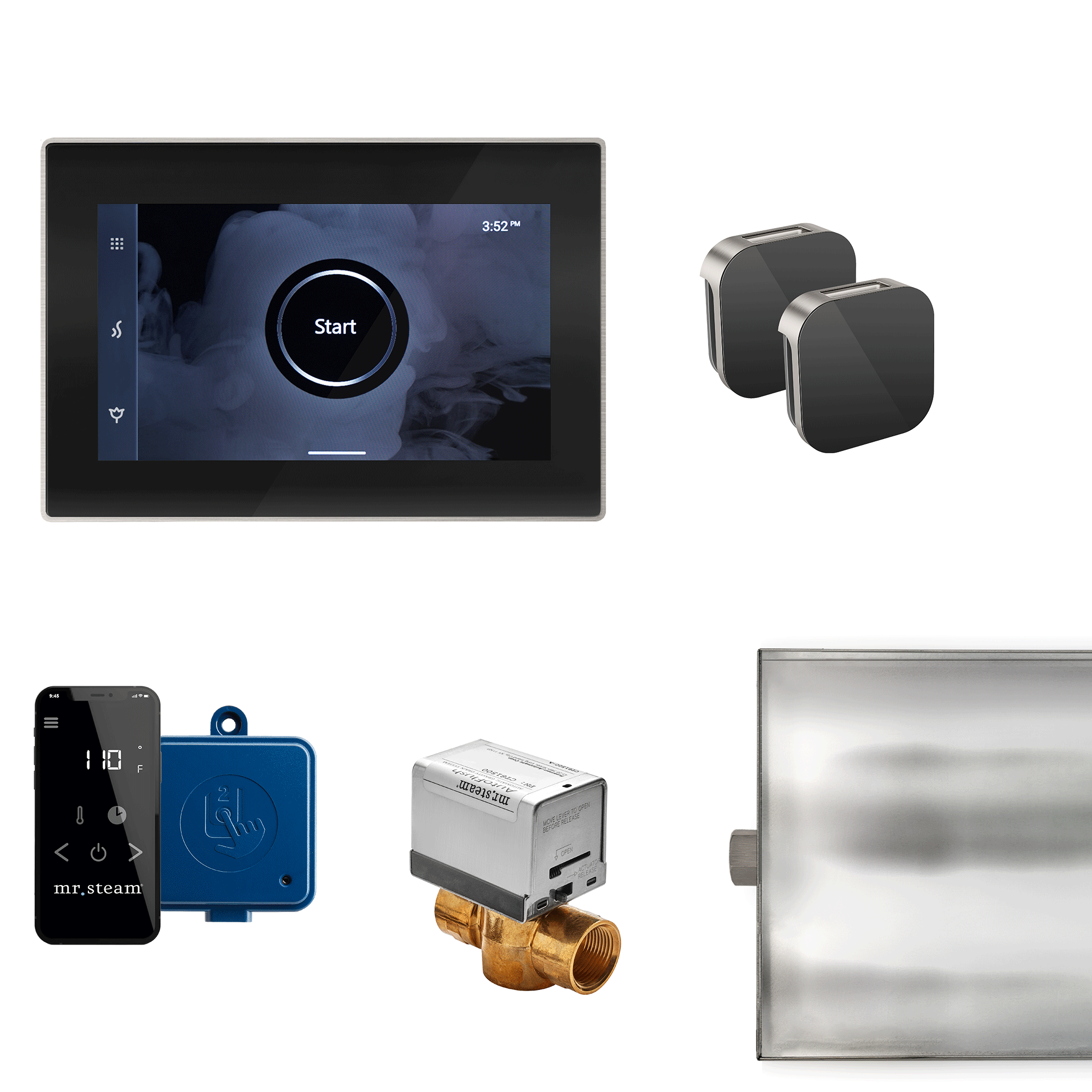 XButler Max Steam Shower Control Package with iSteamX Control and Aroma Glass SteamHead