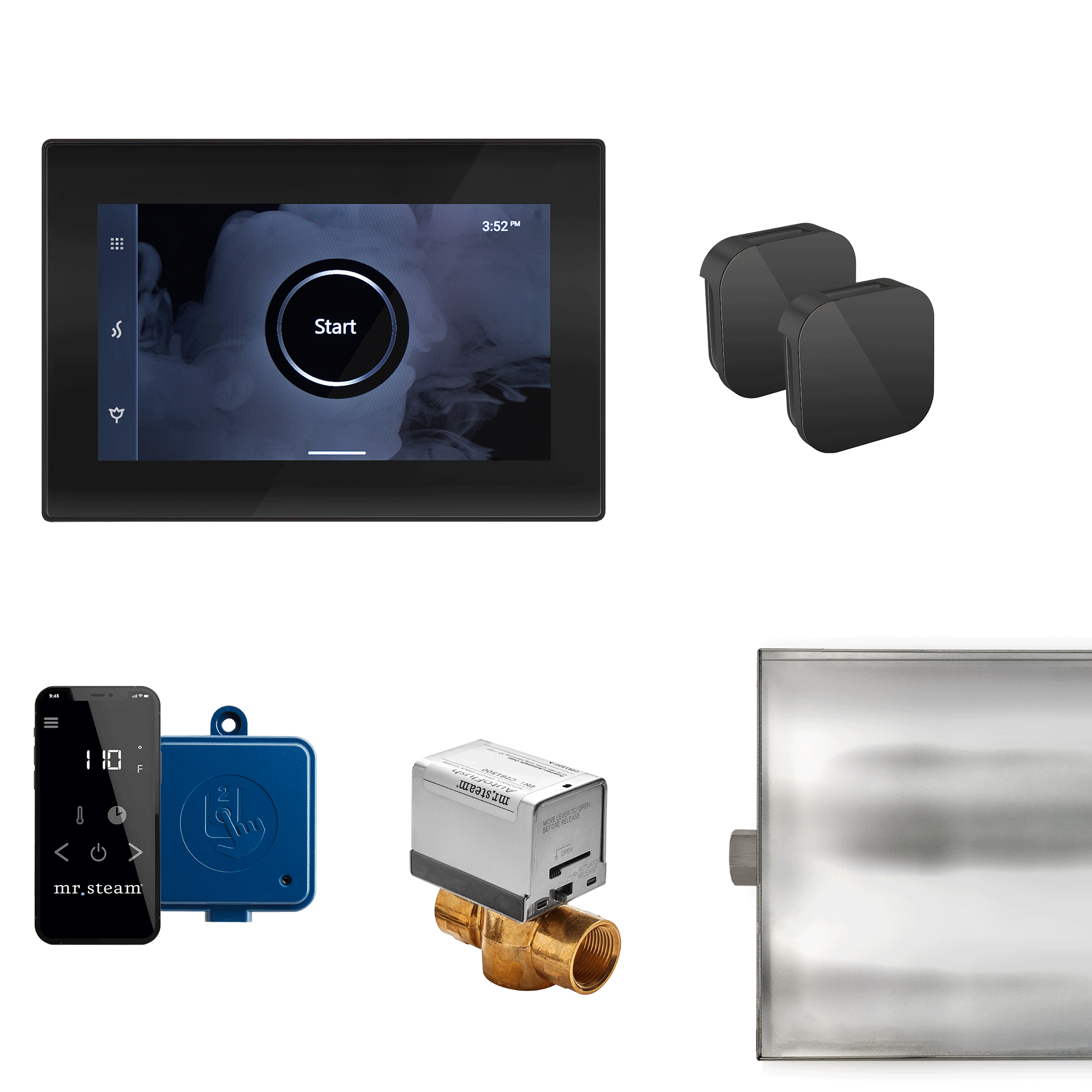 XButler Max Steam Shower Control Package with iSteamX Control and Aroma Glass SteamHead
