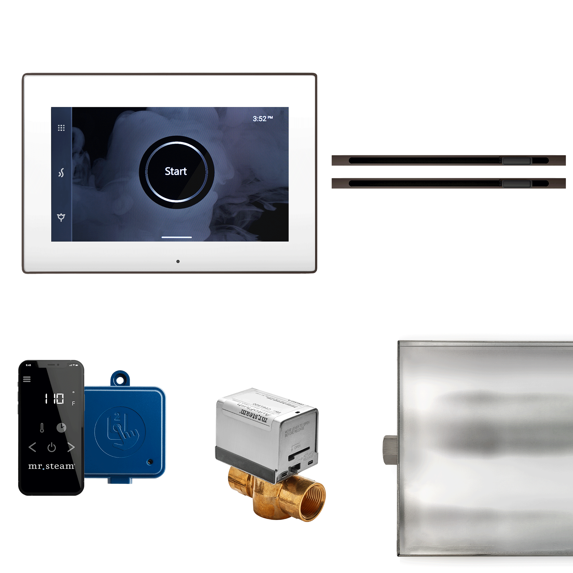 XButler Max Linear Steam Shower Control Package with iSteamX Control and Linear SteamHead