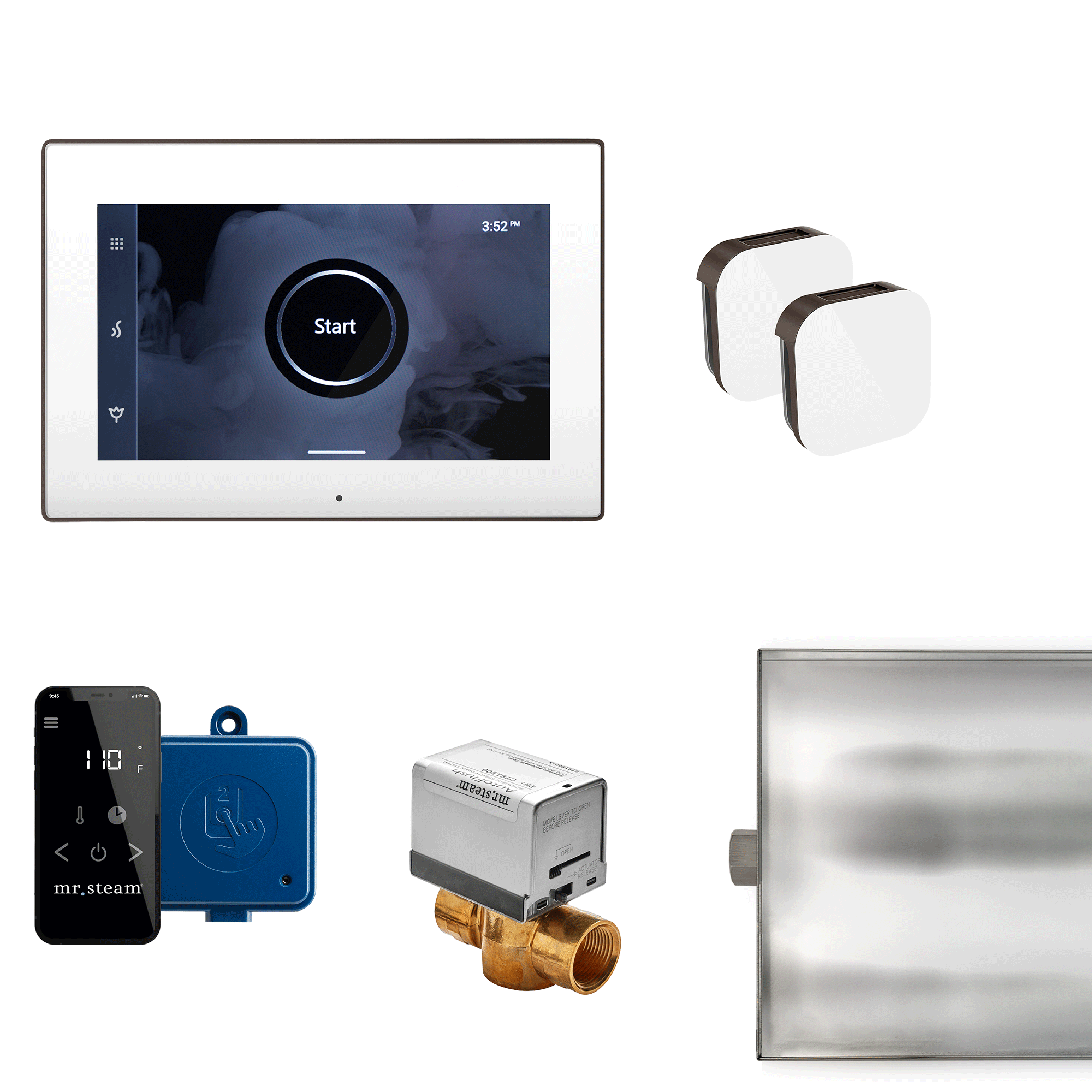 XButler Max Steam Shower Control Package with iSteamX Control and Aroma Glass SteamHead