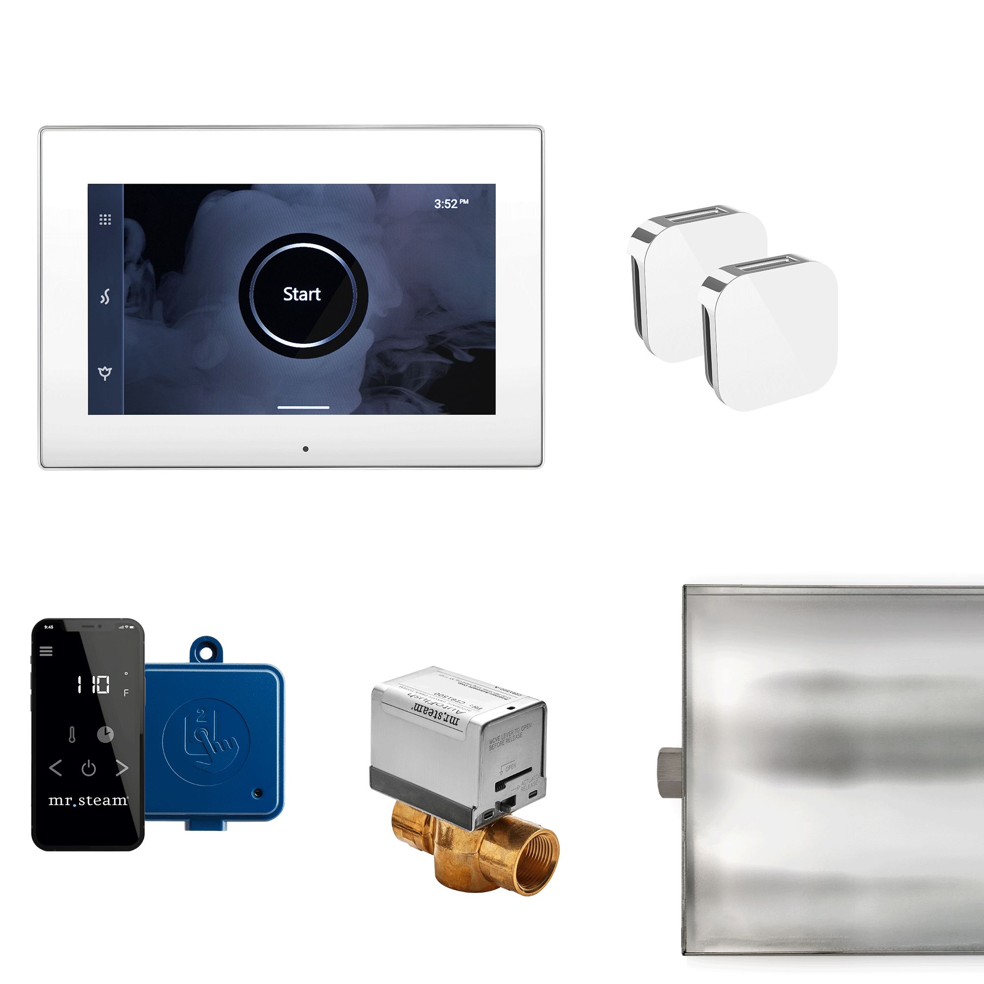 XButler Max Steam Shower Control Package with iSteamX Control and Aroma Glass SteamHead