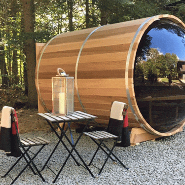 Panoramic View Cedar Barrel Saunas