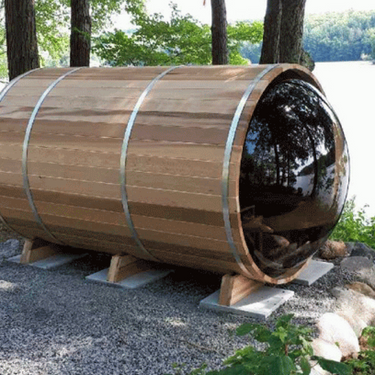 Panoramic View Cedar Barrel Saunas