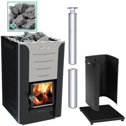 Harvia PRO 20 Deluxe Wood Burning Stove Kit SS