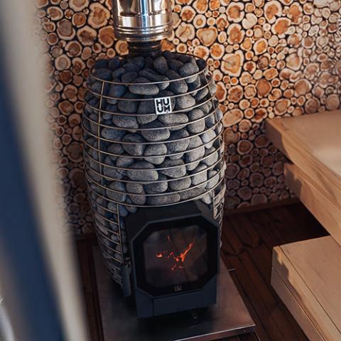 Wood-Burning Sauna Stove w/ Firebox Extension, 8.5kW