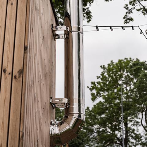 Sauna Wood Stove Chimney Set, Thru-Wall Backside Connection