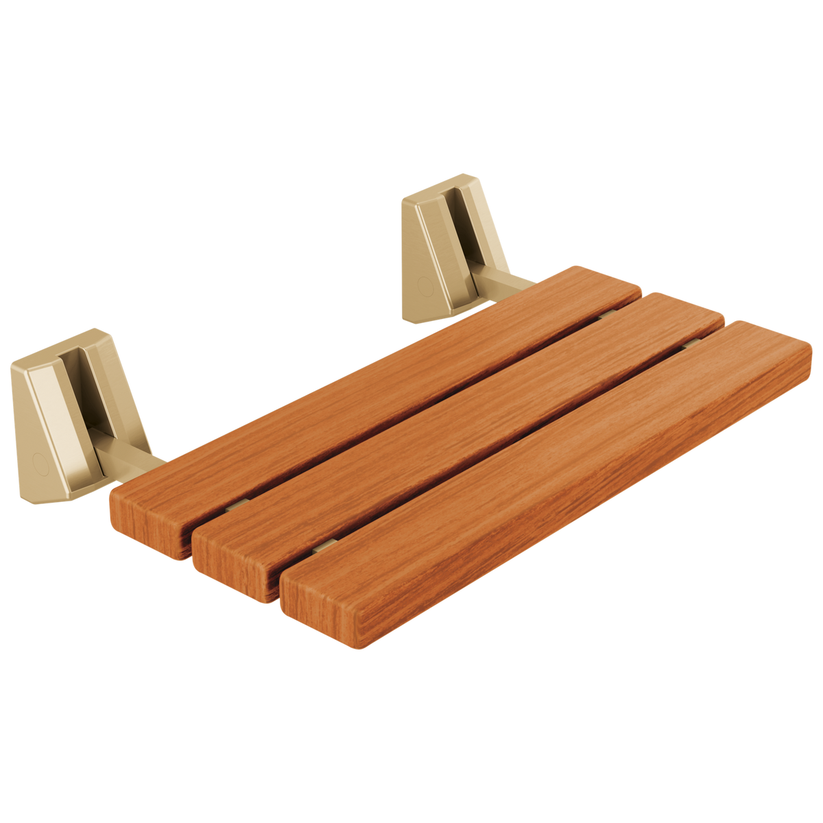 Wall-Mounted Fold-Up Wood Shower Seat – Lumicoat Stainless Finish