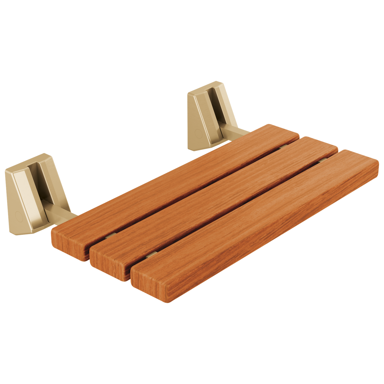 Wall-Mounted Fold-Up Wood Shower Seat – Lumicoat Stainless Finish