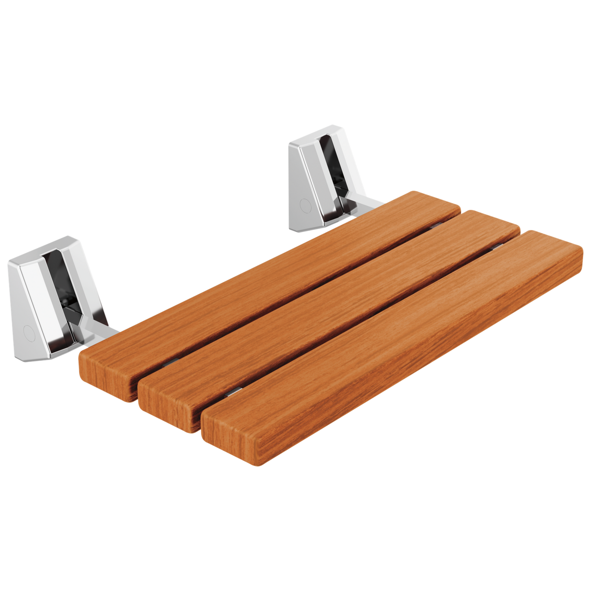 Wall-Mounted Fold-Up Wood Shower Seat – Lumicoat Stainless Finish