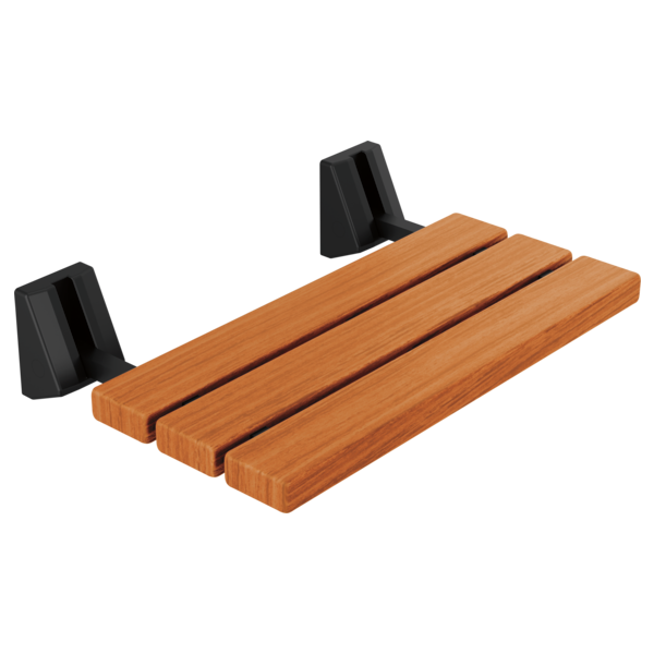 Wall-Mounted Fold-Up Wood Shower Seat – Lumicoat Stainless Finish