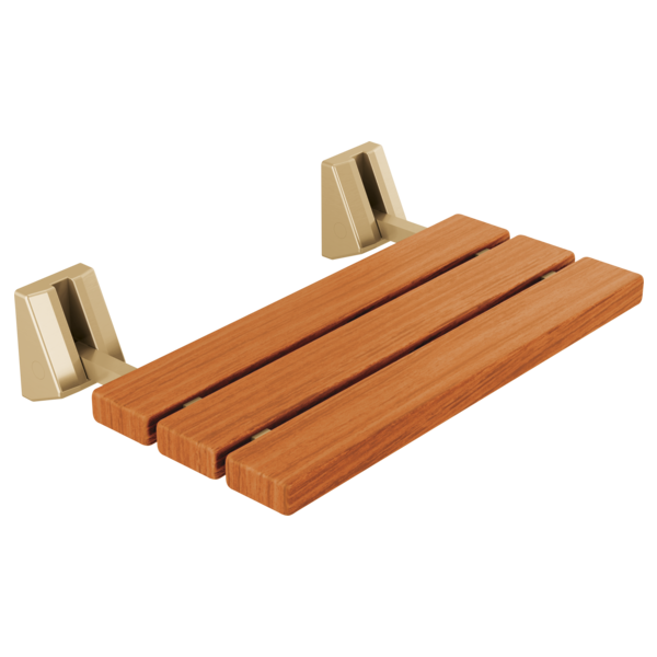 Wall-Mounted Fold-Up Wood Shower Seat – Lumicoat Stainless Finish