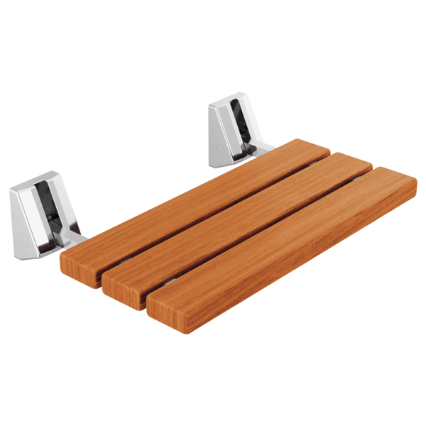 Wall-Mounted Fold-Up Wood Shower Seat – Lumicoat Stainless Finish