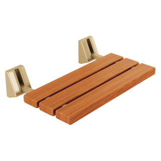 Wall-Mounted Fold-Up Wood Shower Seat – Lumicoat Stainless Finish