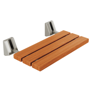 Wall-Mounted Fold-Up Wood Shower Seat – Lumicoat Stainless Finish