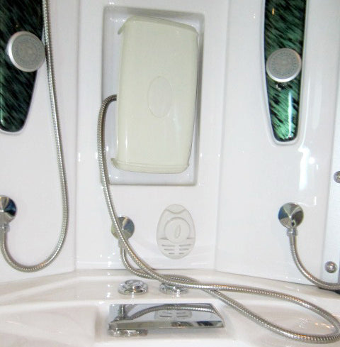 Mesa WS-608P Steam Shower Tub Combo - 63&quot; x 63&quot; x 85&quot; Blue Glass