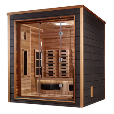 Golden Designs Visby 3-Person Outdoor-Indoor Hybrid Sauna - Canadian Red Cedar Interior